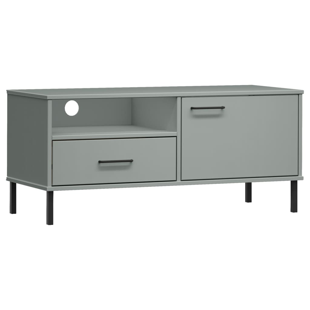 Vidaxl Mueble de TV con Patas de Metal OSLO Madera Maciza Pino 106x40x46,5 Cm