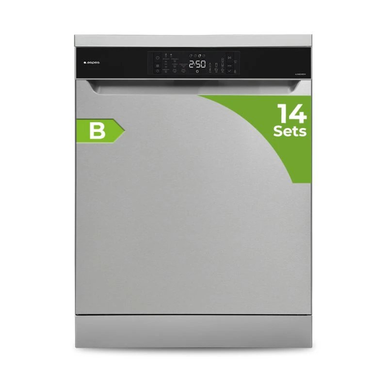 Lavavajillas 60cm ASPES AJ14600BDX 14 cubiertos Clase B  | Inox, Dual Wash, Turbo Secado, 3 bandejas