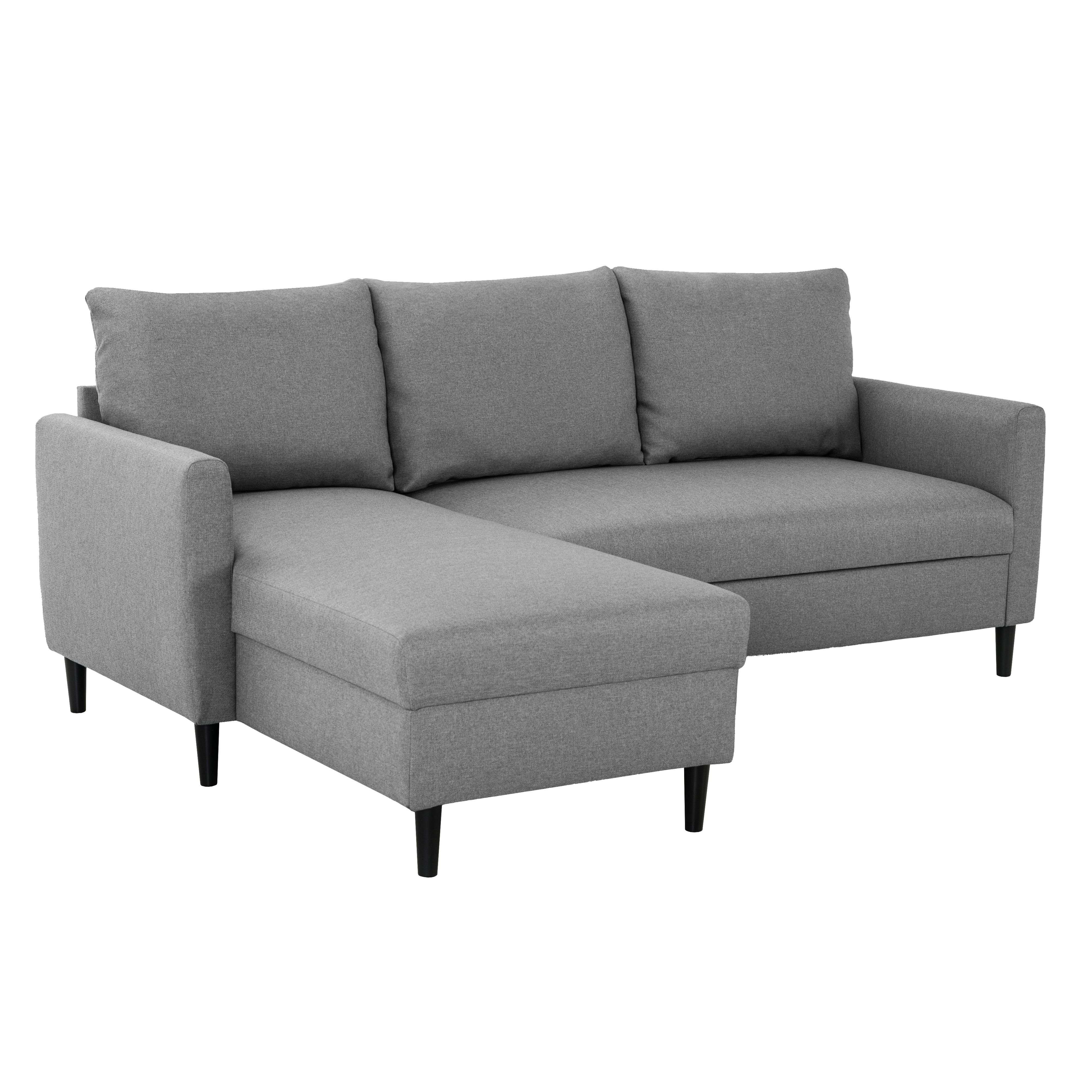 Miroytengo Sofá 3 Plazas Chaise Longue Capri, Sofá Esquinero Reversible, Salón Comedor Gris 192x82x138 cm