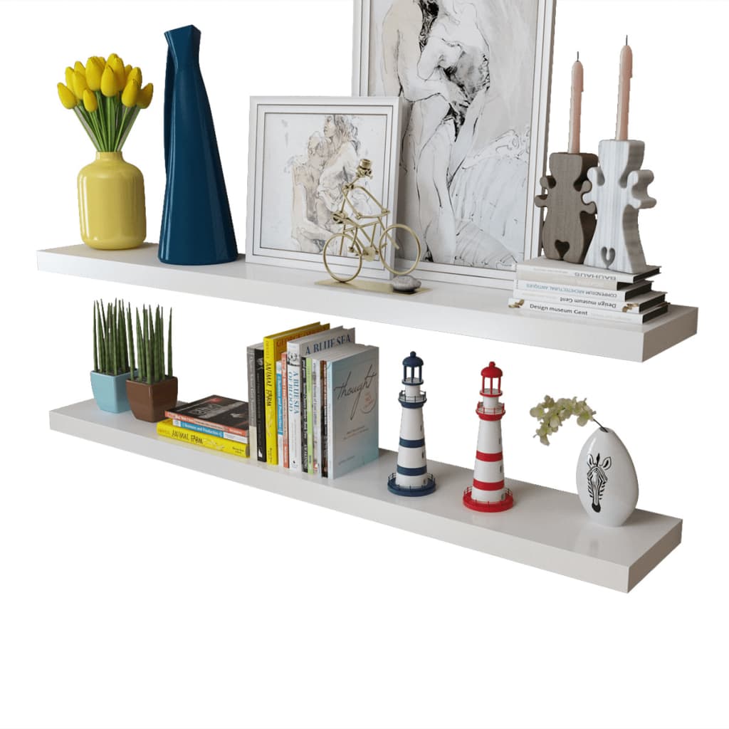 Vidaxl Estantes Flotantes de Pared 2 Uds MDF Blanco 40 Cm, 60 Cm, 80 Cm