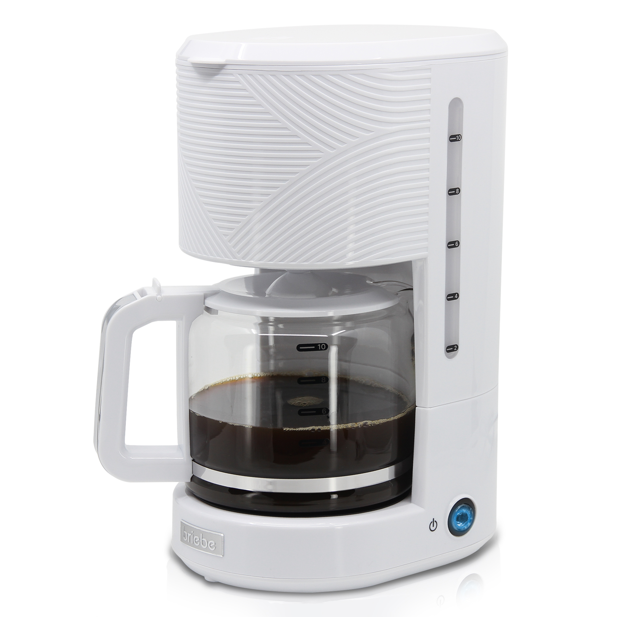 Briebe CM1171WHT Cafetera Goteo 10 Tazas Máquina de Café Filtro Reutilizable, Función Mantener Caliente, 1,25 L, 1000W, Blanco