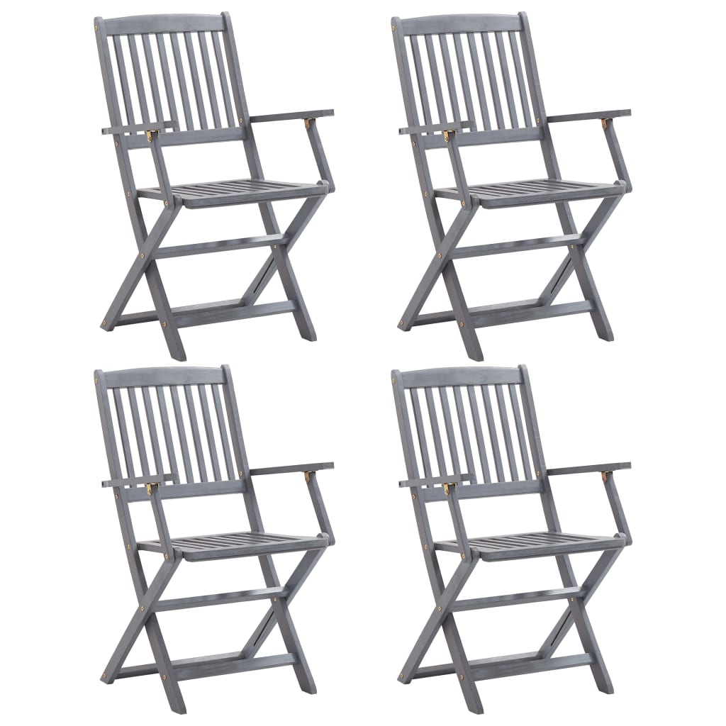 vidaXL Sillas plegables de jardín 4 unidades madera maciza de acacia