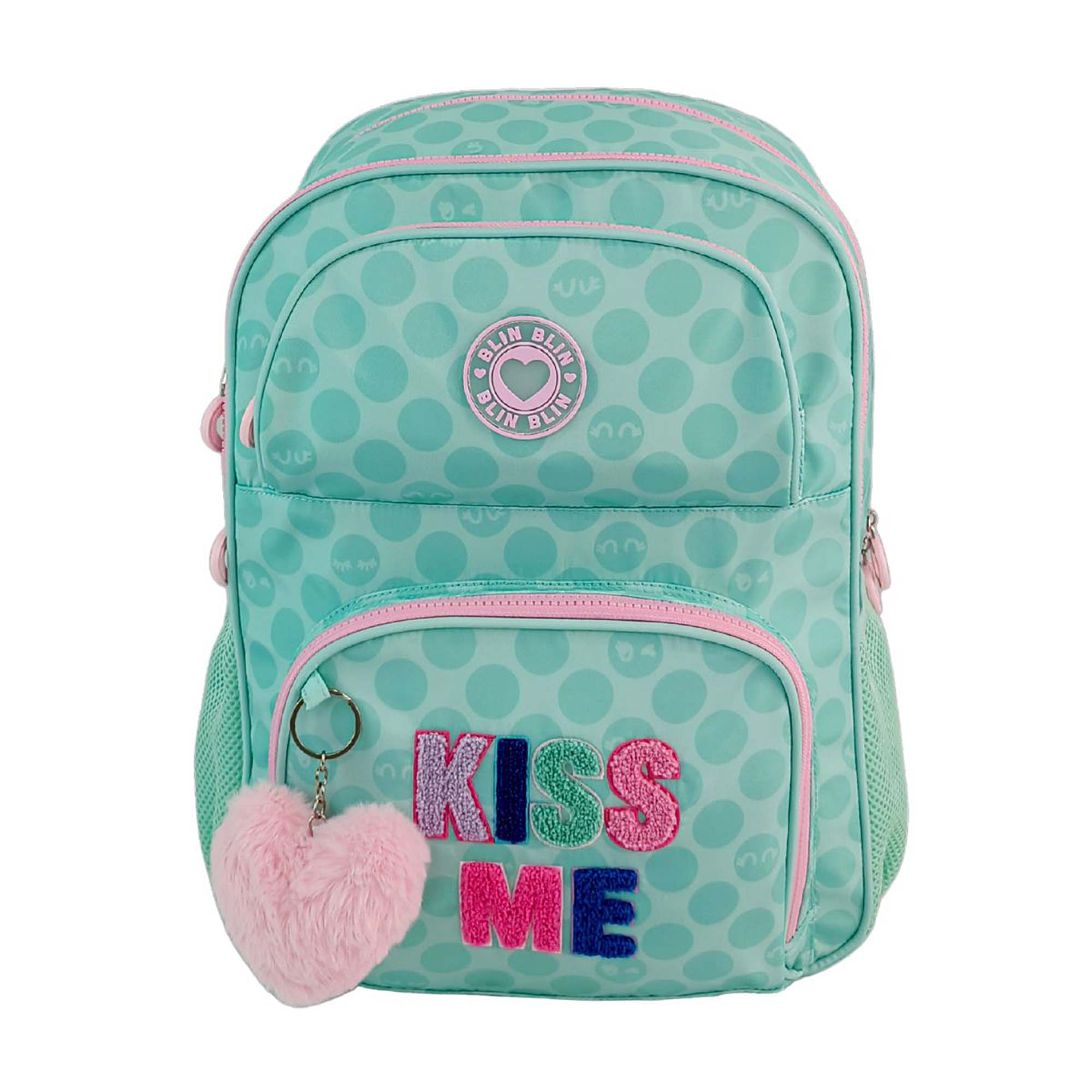 DAM. Mochila Primaria Blin Blin Kiss Me con doble compartimento adaptable a carro. 31x17x44 cm.