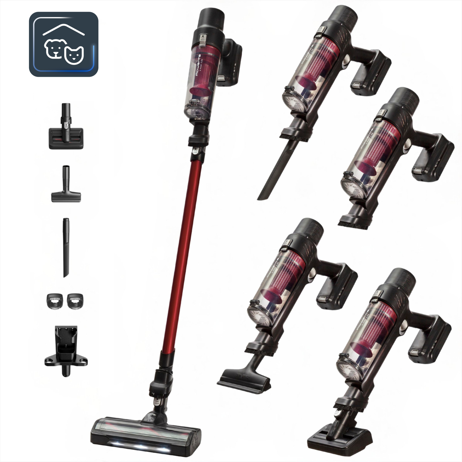 Rowenta X-Pert 7.60, Aspiradora escoba sin cable, modelo Animal, 140 W de potencia, ultraligera, batería de larga duración, RH6A73WO