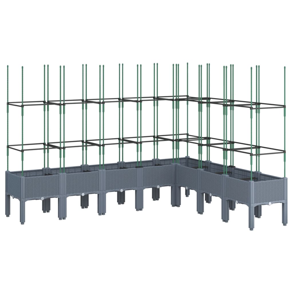 vidaXL Jardinera con enrejado PP 200x160x142,5 cm Color Gris,  Gris claro,  Negro y mas