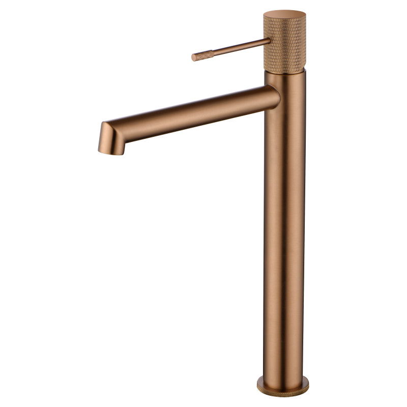 Imex Line BDD038-3ORC grifo monomando lavabo caño alto latón acabado oro rosa cepillado