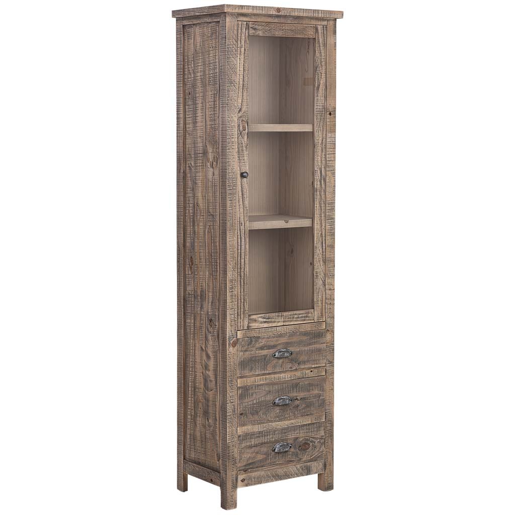 Wonderlust Deco - Vitrina de 1 puerta de madera marrón 58x40x200h cm Marrón 58x40x200h cm