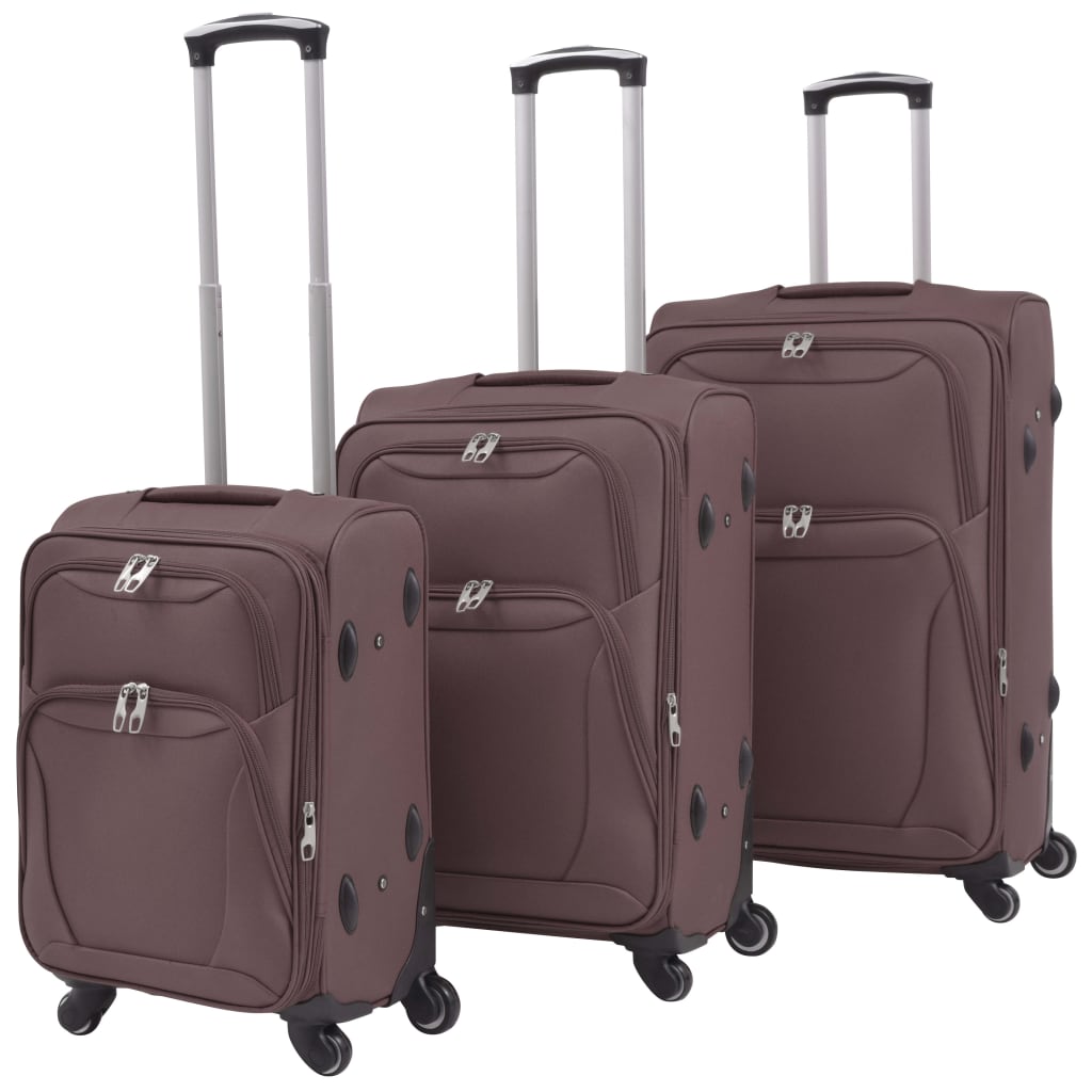 vidaXL Juego de Maletas con Ruedas 3 Piezas Mochila Equipaje Bolso Viaje Color Café,  Azul marino,  Negro y mas