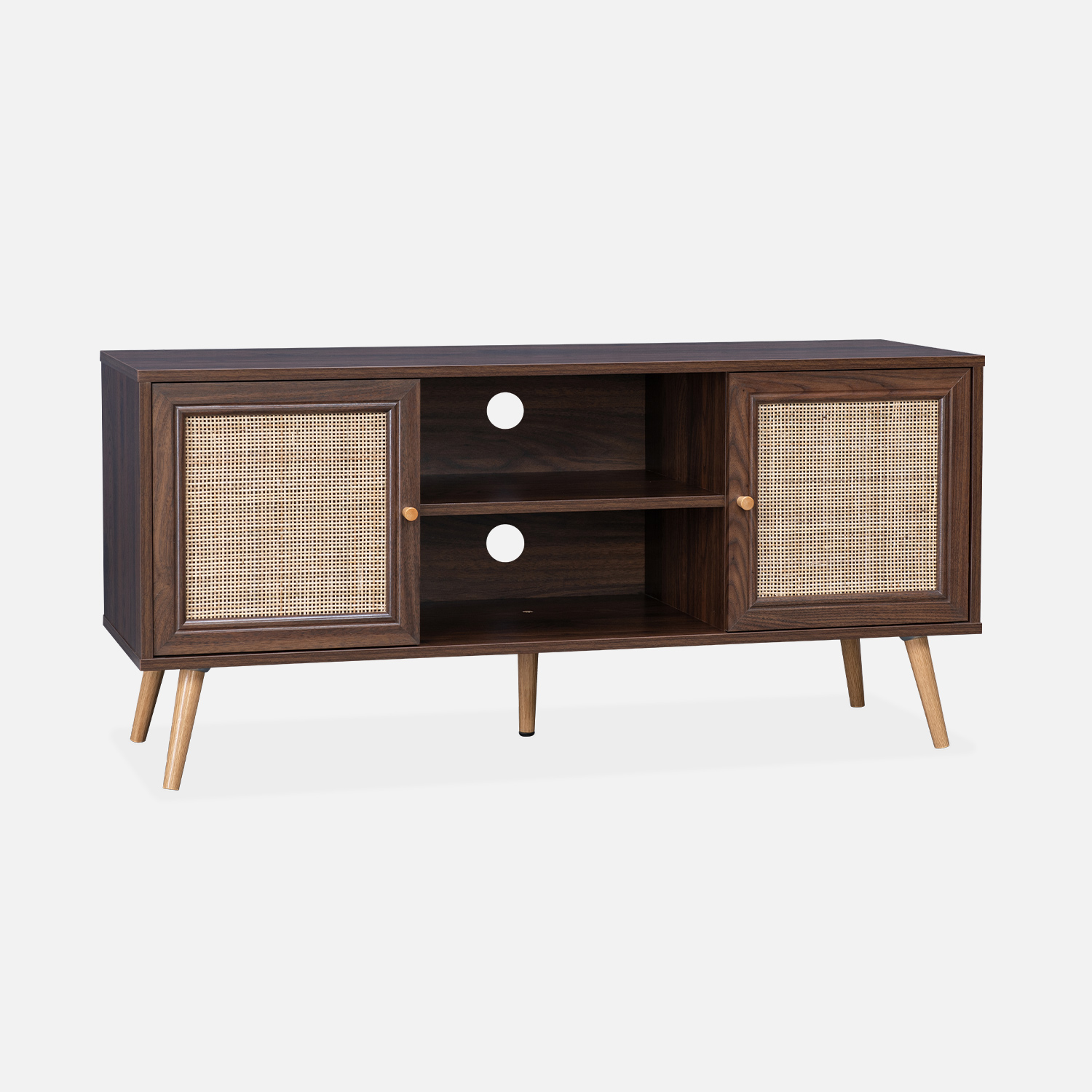 sweeek - Mueble TV de caña trenzada, 120cm , Boheme , 120x39x56