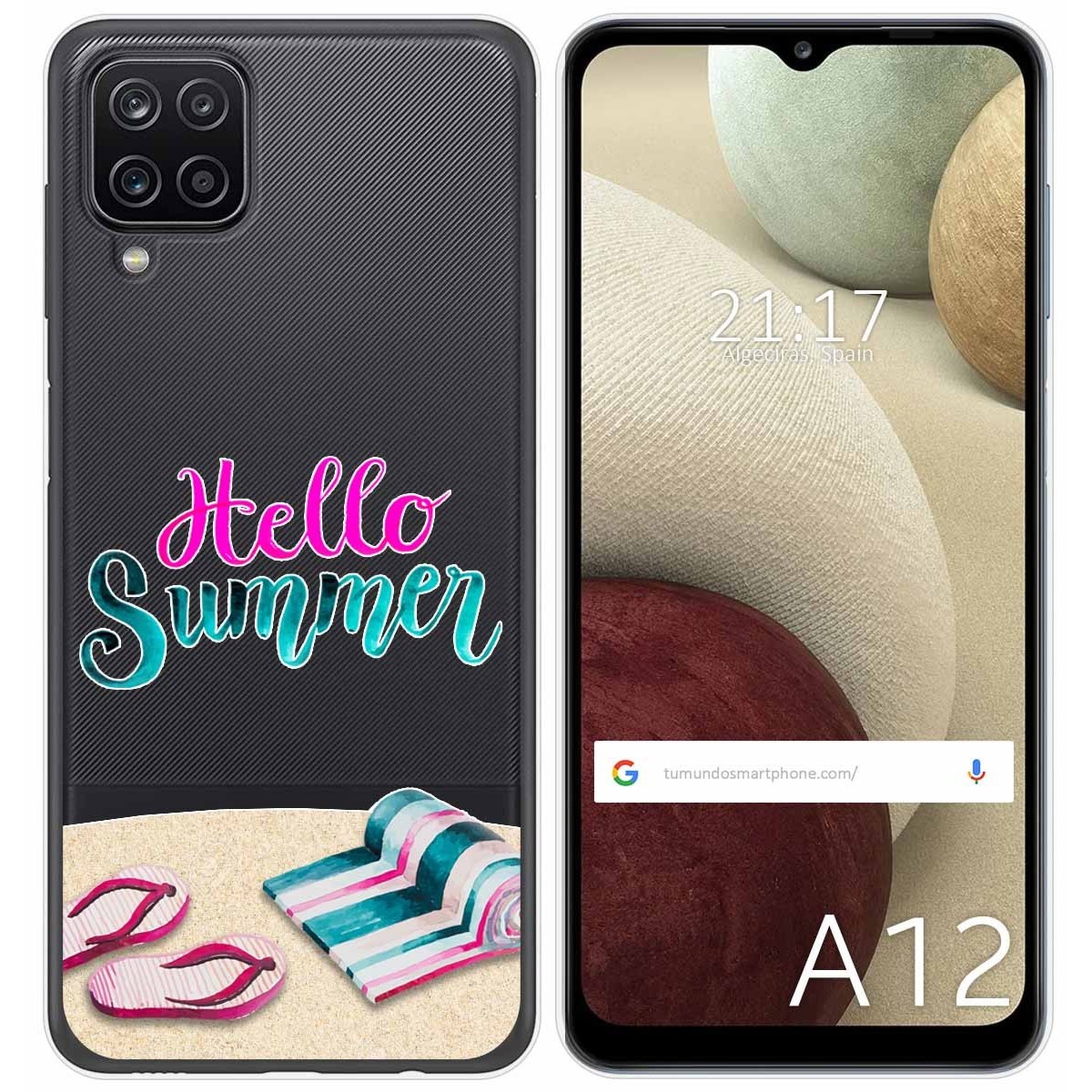Tumundosmartphone Funda Gel Transparente para Samsung Galaxy A12 / M12 diseño Summer Dibujos