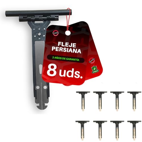 Flejes para Persianas Enrollables 1000, acero inoxidable con revestimiento de nylon, 8 unidades de 15,5 cm x 10,5 cm x 1,5 cm, sin herramientas, compatibles con lamas de PVC o aluminio - Outlet Productos 1000