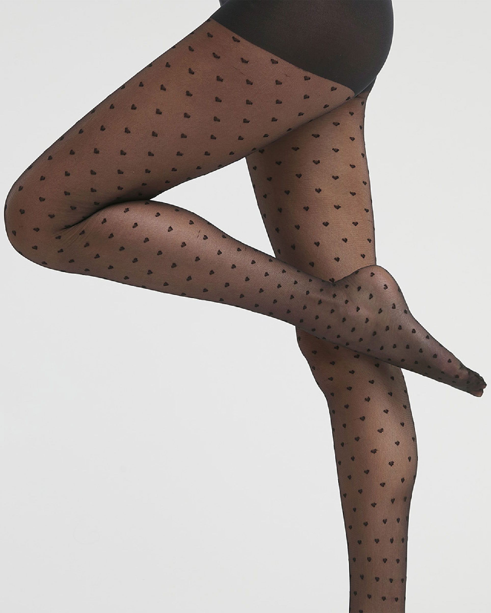 Panty transparente con corazones 19D