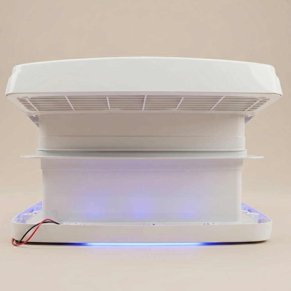 Ventilador de Techo para Caravana 12V con Mando a Distancia, 43R R1010 Velocidades y Flujo Reversible – Extracción e Insuflación Silencioso con Luz LED 3 Colores y Cubierta Resistente a UV – Ideal para RV, Camper o Autocaravana