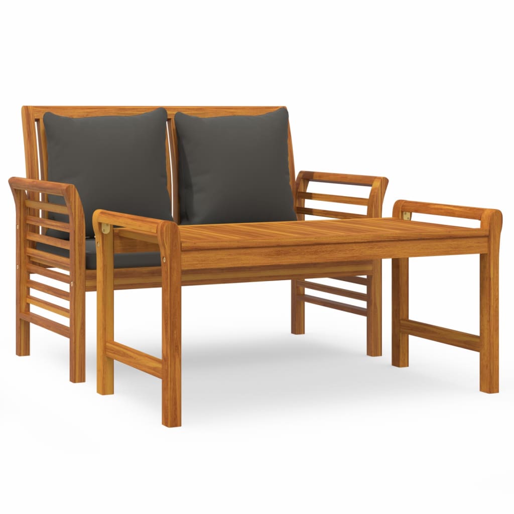 vidaXL Muebles jardín 2 pzas con cojines gris oscuro de madera maciza