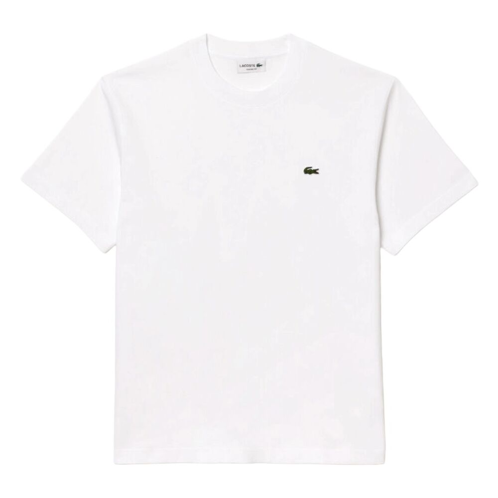 Camiseta Blanca Lacoste de Corte Clásico de Punto de Algodón