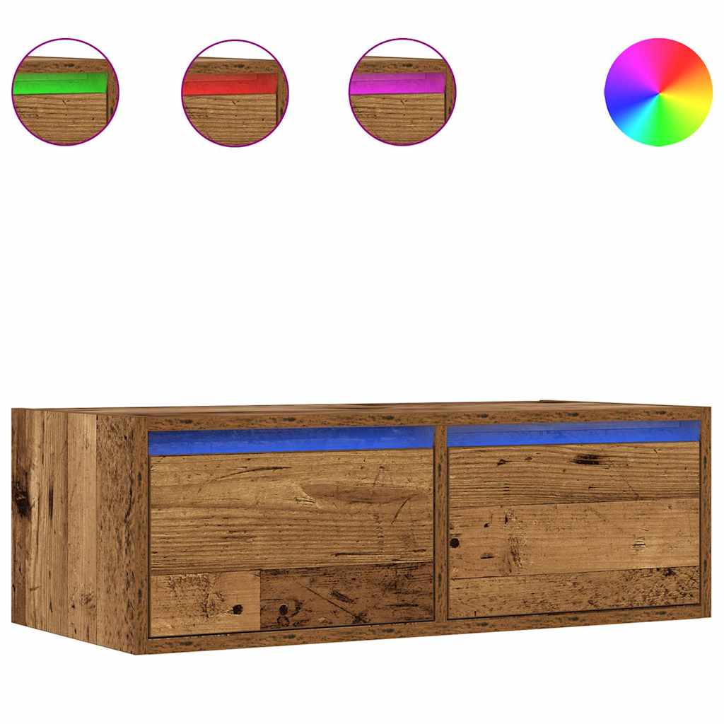 vidaXL Mueble de TV con luces LED envejecida 75x35,5x25 cm