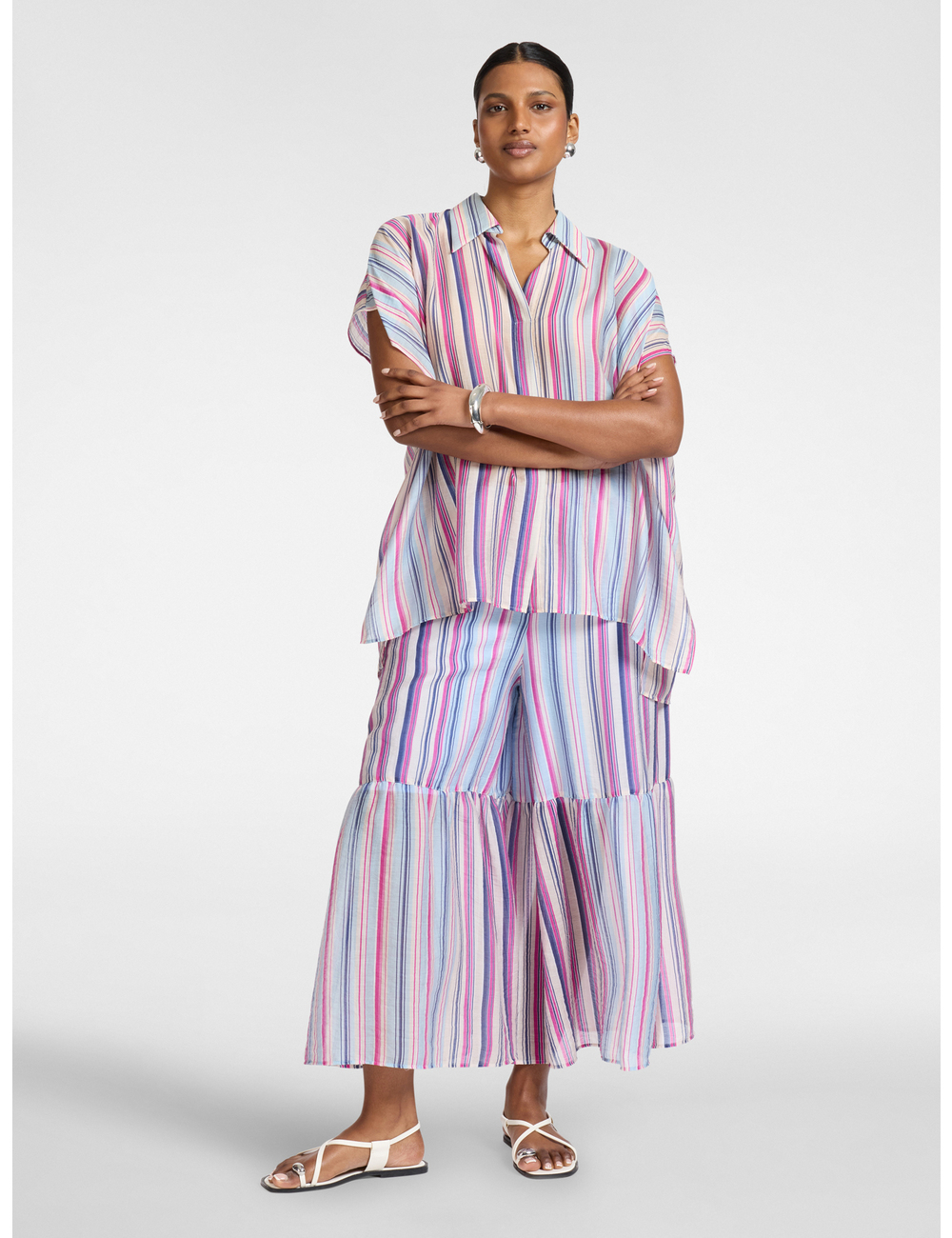 Elena Mirò - Pantalones palazzo de mezcla de lyocell estampados