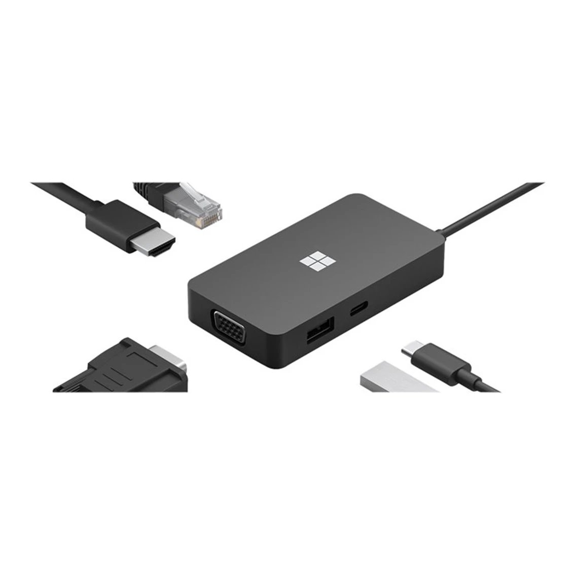 HUB Switch puertos HDMI, RJ-45, USB 3.2 Gen 1 (Type-C), USB 3.2 Gen 2 (Type-A), VGA MICROSOFT 1E4-00003  | Negro
