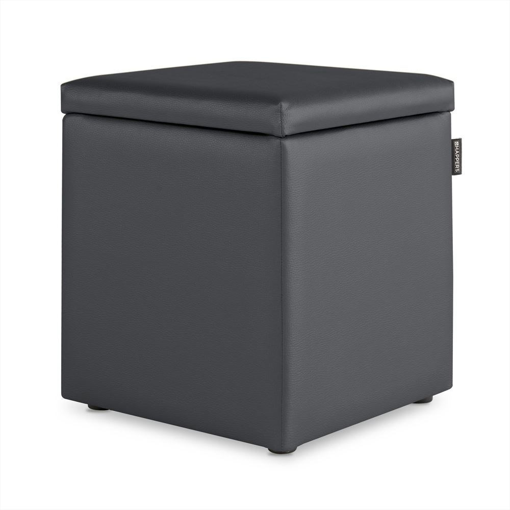 Puff Cubo Arcón Polipiel Gris HAPPERS - Cómodo, ligero y resistente. Make it Happers®