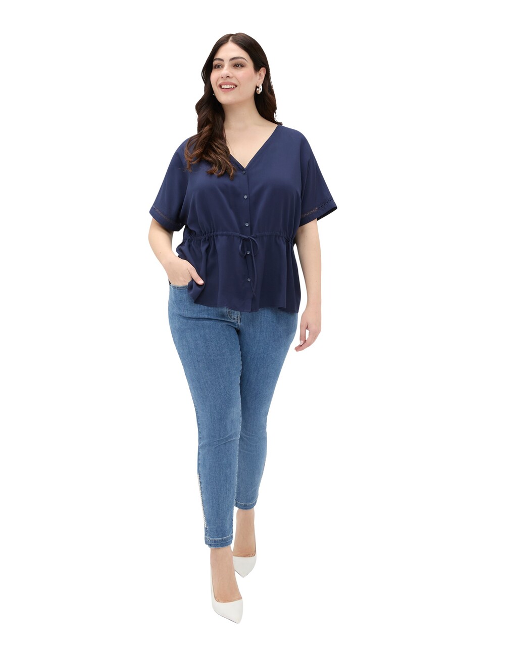 Fiorella Rubino - Blusa de viscosa con cordón ajustable en la cintura