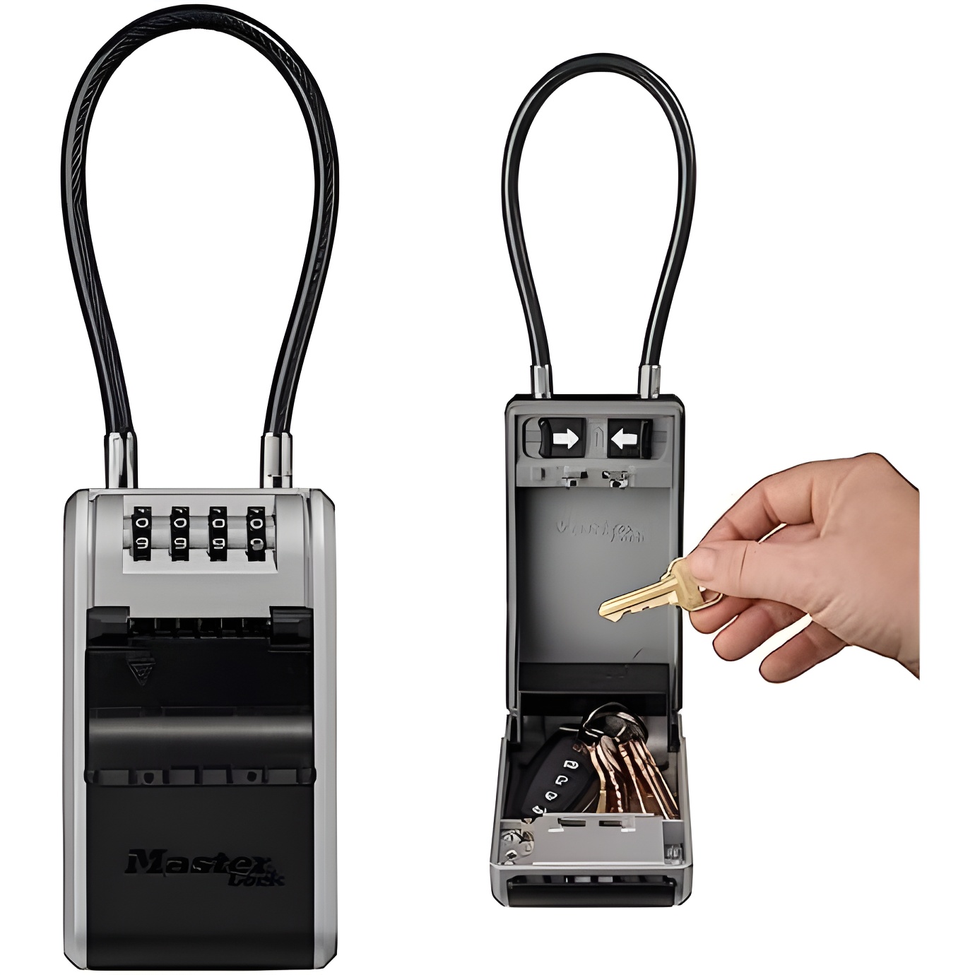 New Design Innovative Master Lock Key Safety Box Flexible Cable Shackle Aluminum Grey