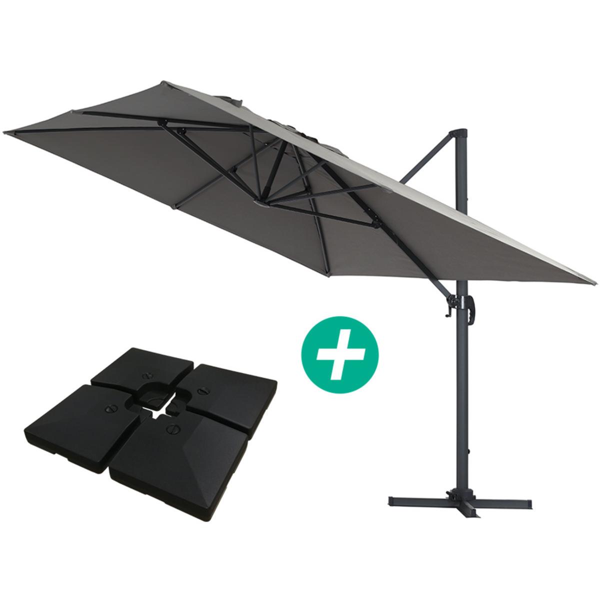 Habitat y Jardin - Parasol Lateral de jardín en aluminio - Sun 4- Rectangular- 3 x 4 m - lastre incluido