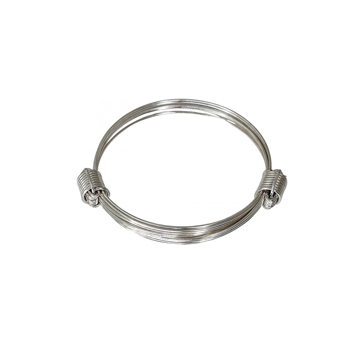 Pulsera plata Ley 925m rígida brazalete mujer extensible hilos nudos detelle laterales