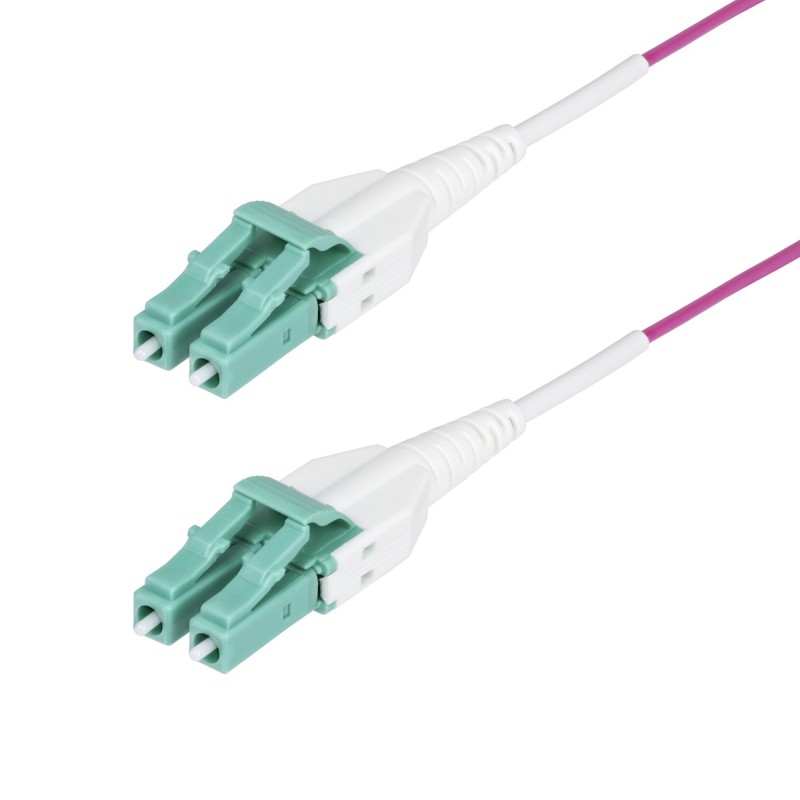 StarTech.com - Cable de Fibra Óptica Multimodo OM4 LC a LC UPC de 1m - 50/125µm - 40G/100G - Violeta Érica - LOMMF/VCSE - Cable OM4RLCLC1M