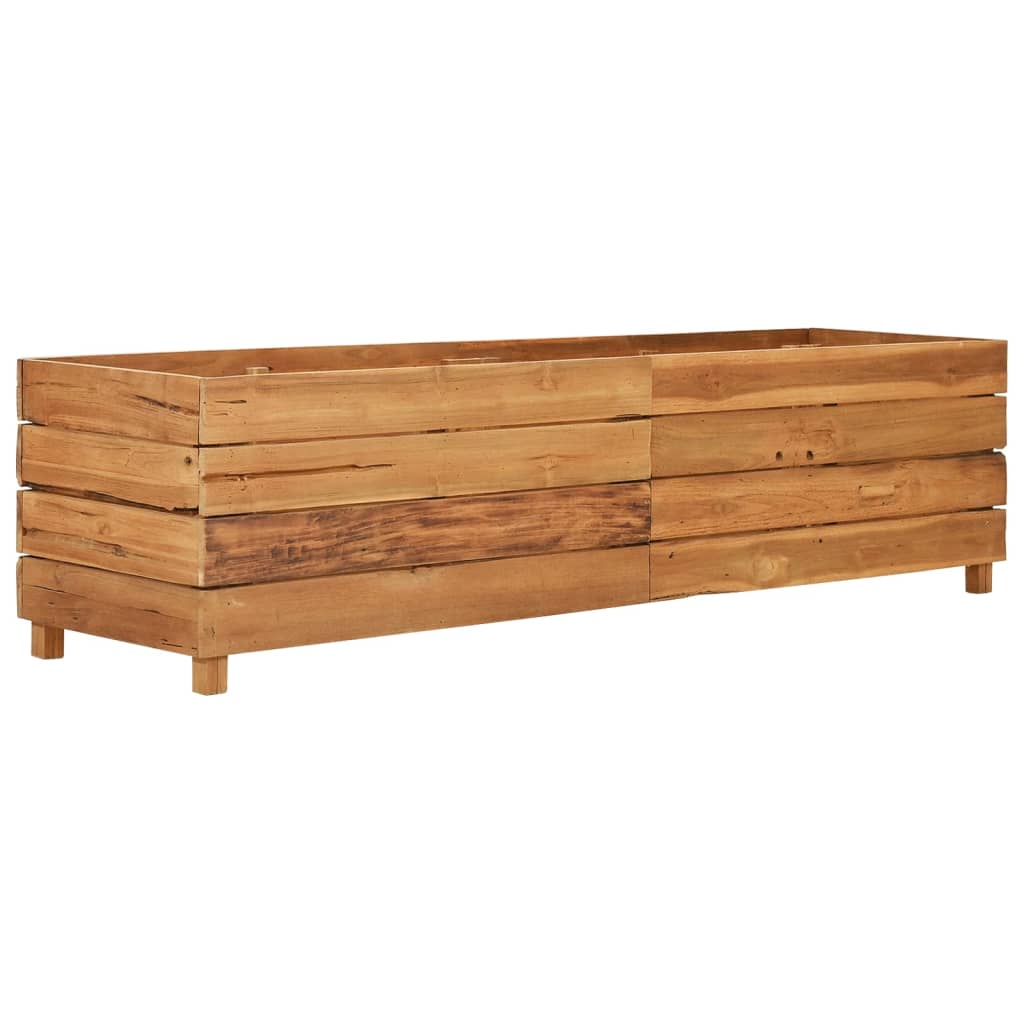 Vidaxl Arriate Elevado de Madera de Teca Reciclada y Acero - 50 X 40 X 38 Cm
