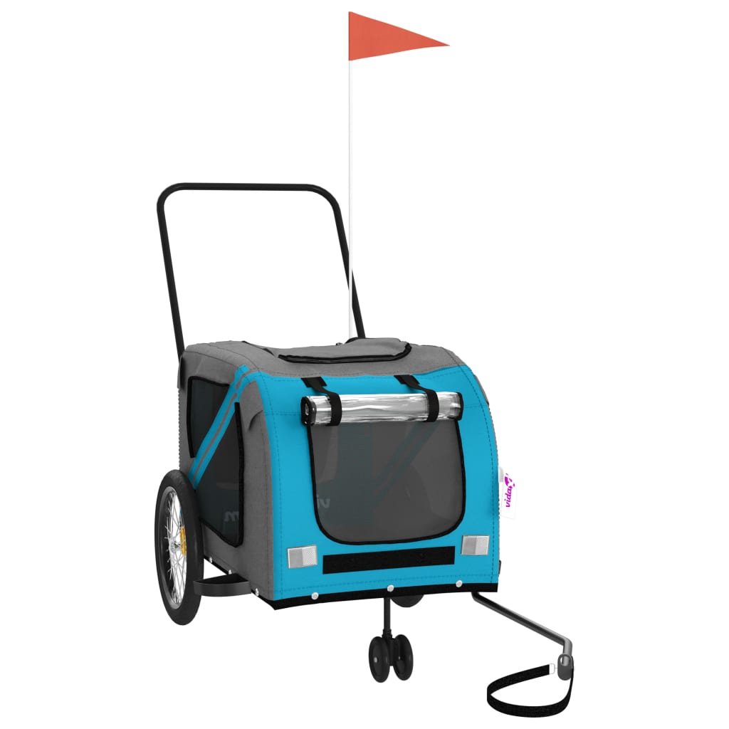 vidaXL Remolque de Bicicleta Mascotas Carrito Hierro Tela Oxford Color Amarillo,  Azul,  Gris y mas