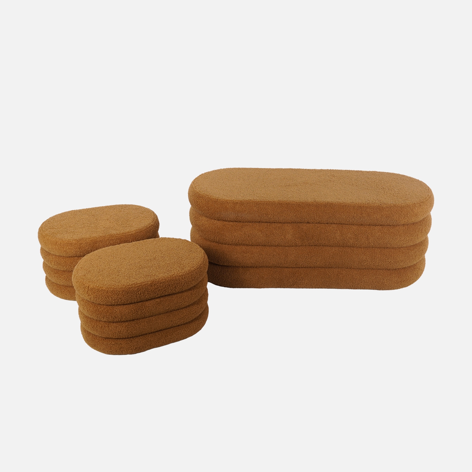 sweeek - Banco cofre de almacenamiento borreguito con 2 puffs , Snow , 45x111x42