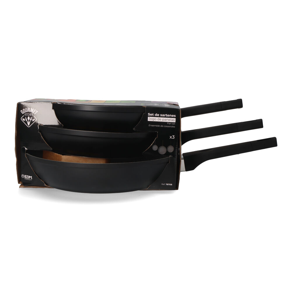 set de 3 sartenes antiadherentes  professional line  gourmet kitchen