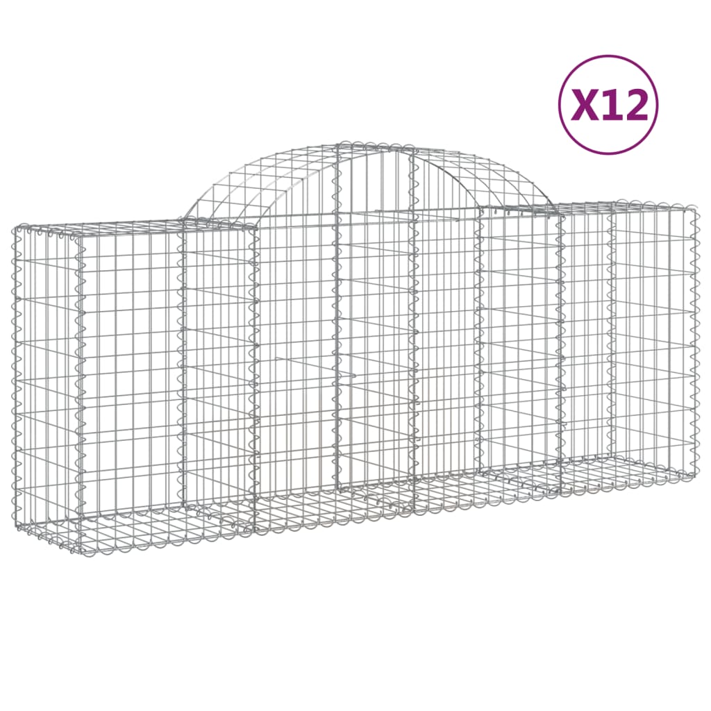 Vidaxl Cestas de Gaviones de Hierro Arco 12 Uds 200 X 30 X 60/80 Cm