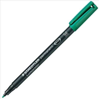 Staedtler lumocolor 317 rotulador permanente - punta media redonda - trazo 1mm aprox. - capuchon con clip - secado rapido - color verde (10 uds)
