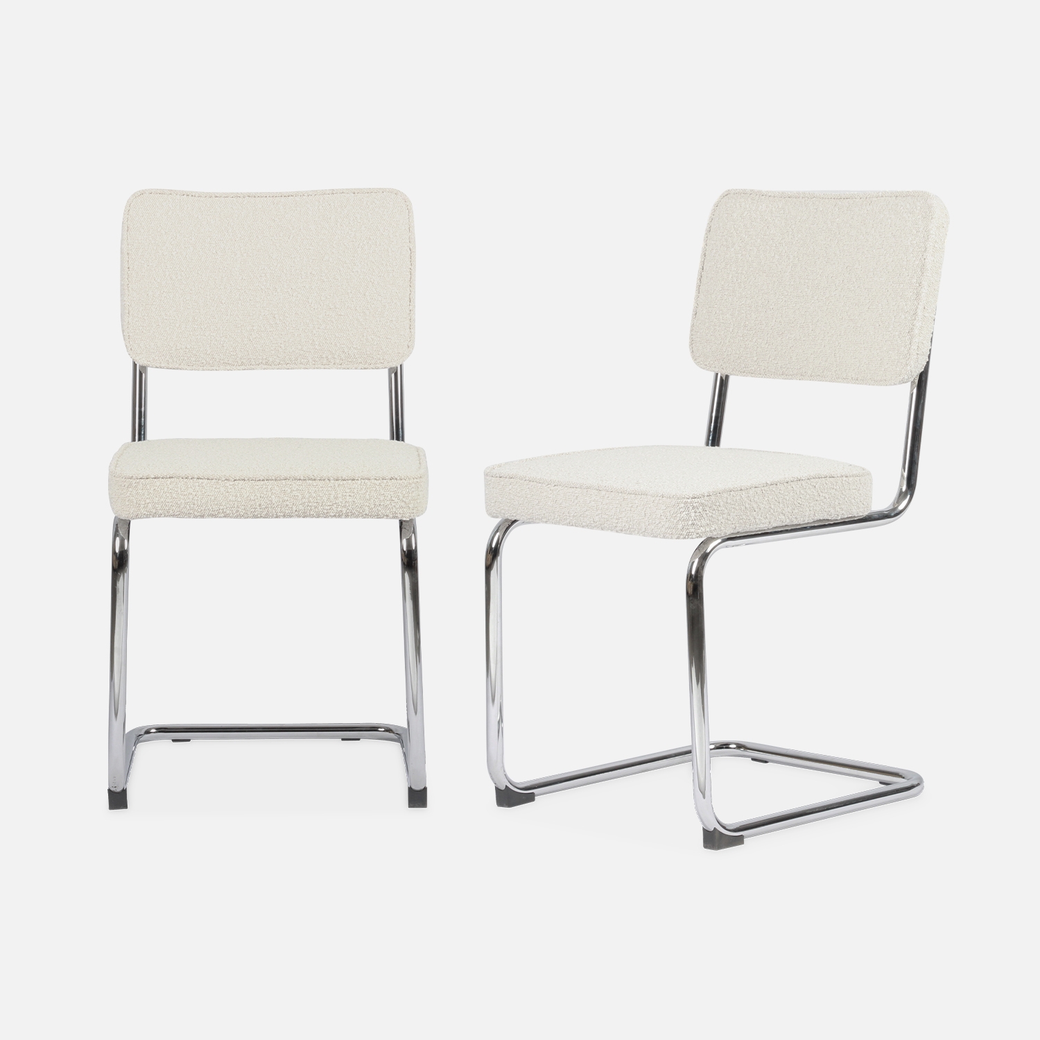 sweeek - Silla cantilever con rizos texturizados, set de 2 , Maja , 46x54x84