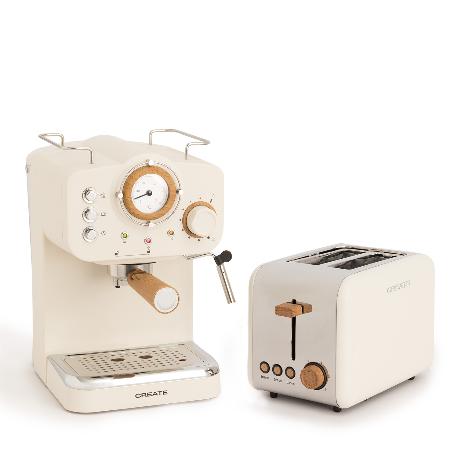 CREATE - Pack TOAST RETRO Tostadora S+ THERA RETRO Cafetera express acabado mate