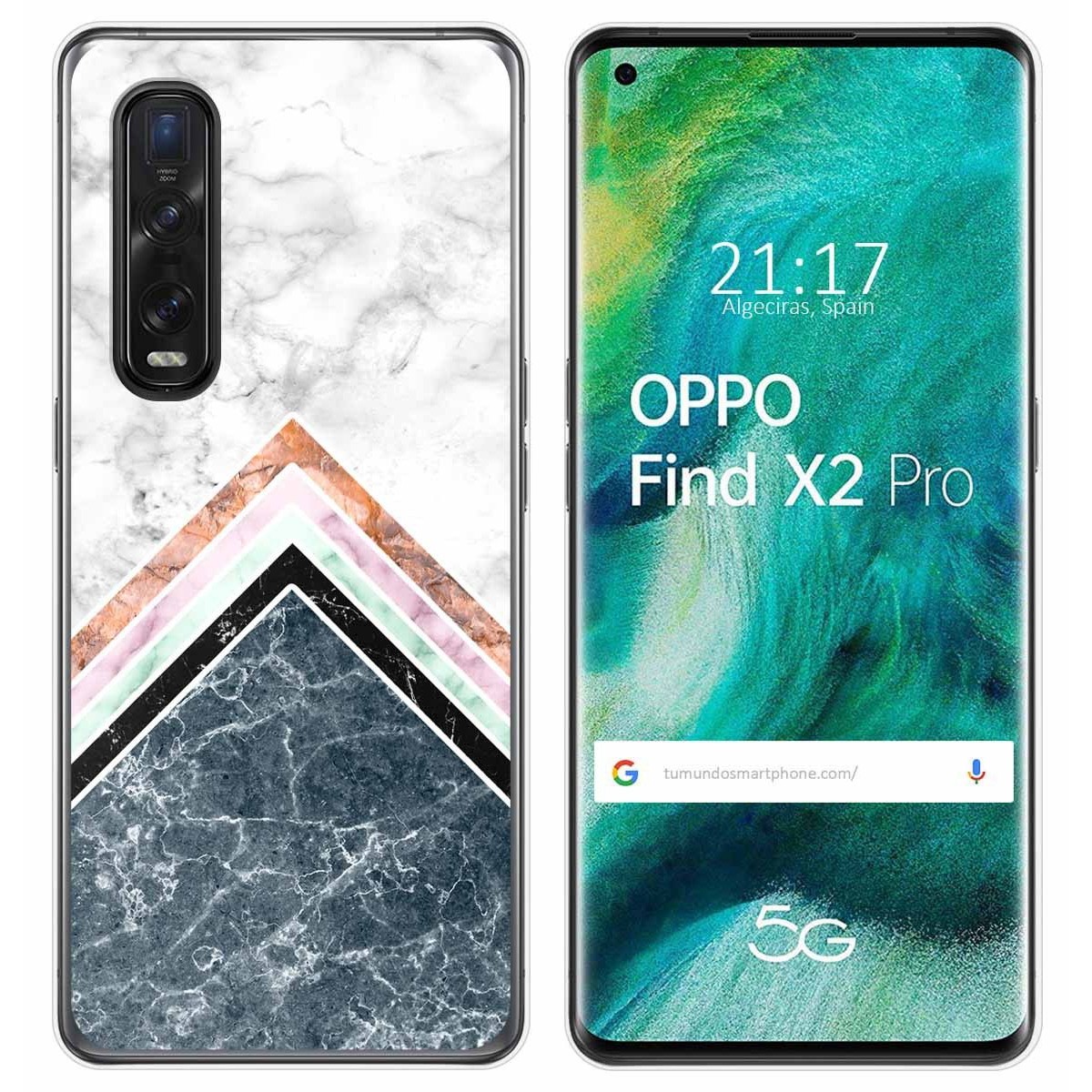 Tumundosmartphone Funda Gel Tpu para Oppo Find X2 Pro diseño Mármol 05 Dibujos