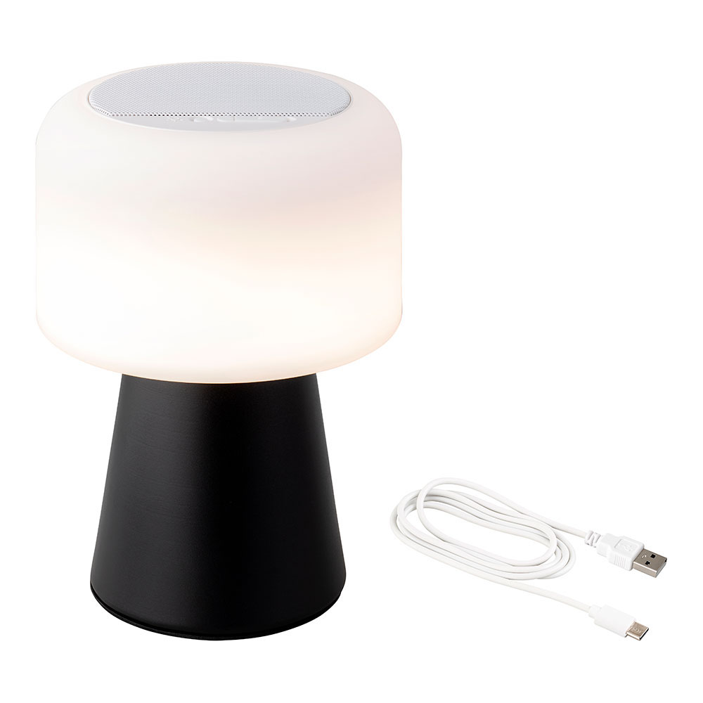 Lumineo Lámpara Led Altavoz Exterior E Interior Blanco/Negro 22,5cm Bluetooth Recargable