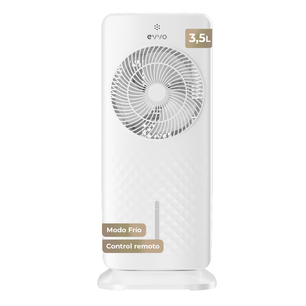 Climatizador Evaporativo EVVO AC750, 75W, Depósito 3.5L, 3 Velocidades, Temporizador 12h, Mando a Distancia