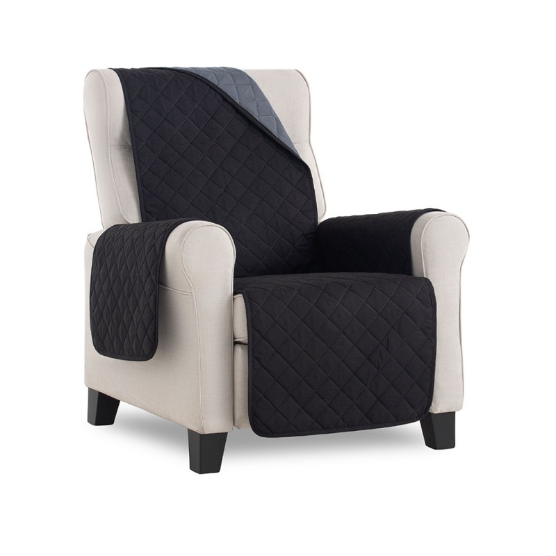 Cubre sillón Reversible Couch Cover Negro / Gris. Funda para sillón 1 plaza. MAXIFUNDAS FUNDAS DE SOFA & CHAISE LONGUE