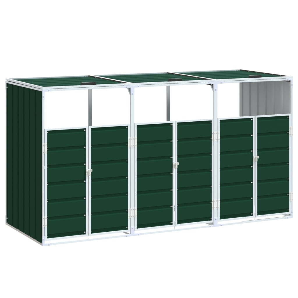 vidaXL Cobertizo de 3 contenedores basura acero 216x81x115 cm Multicolor