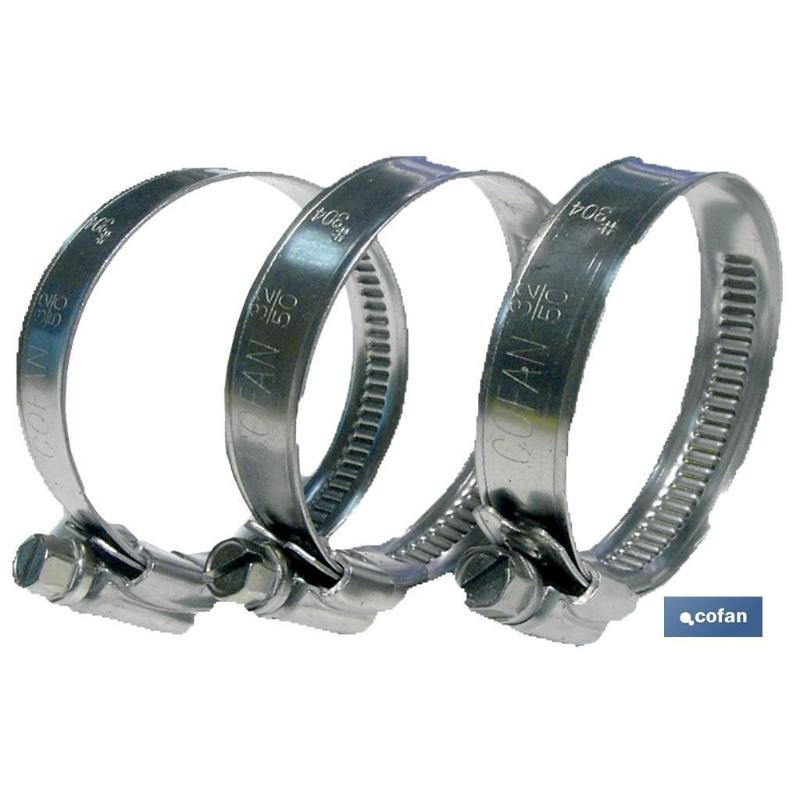 Abrazadera inox a-2 banda 9mm  16-25   caja 100 unid.