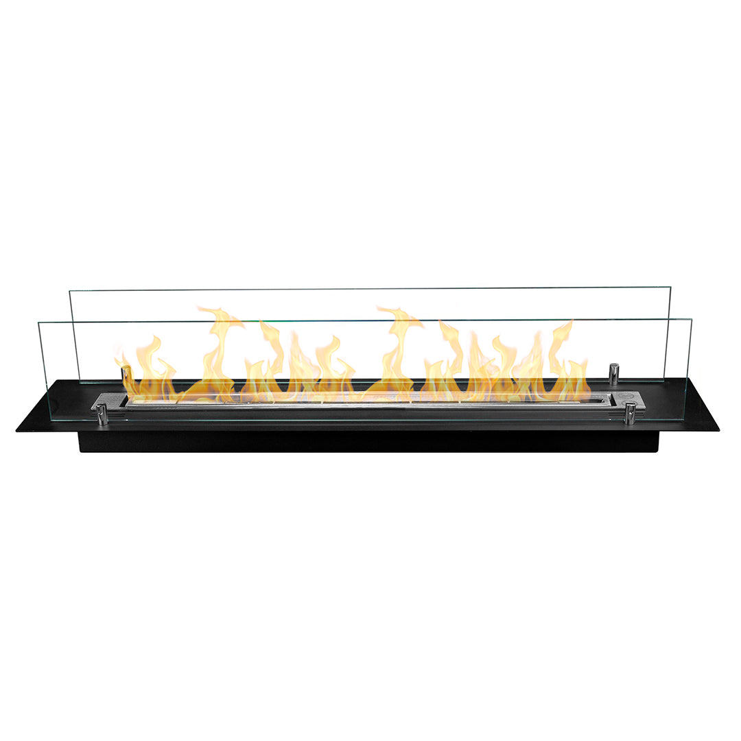 Chimenea de bioetanol con quemador de biochimenea en acero con cristal de 100 cm.