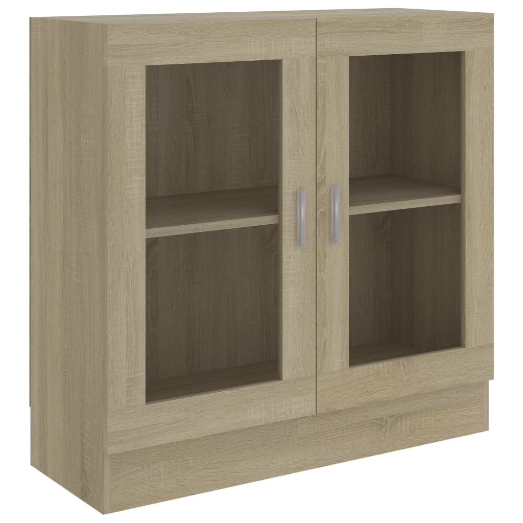 Vidaxl Vitrina Madera Contrachapada 82,5x30,5x80 Cm Blanco Negro Roble Sonoma Mueble Almacenaje Estantería Oficina
