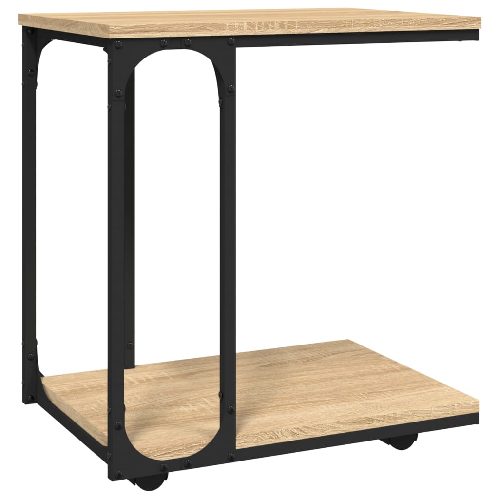 Vidaxl Mesa Auxiliar con Ruedas Madera 50x35x55,5 Cm Negro