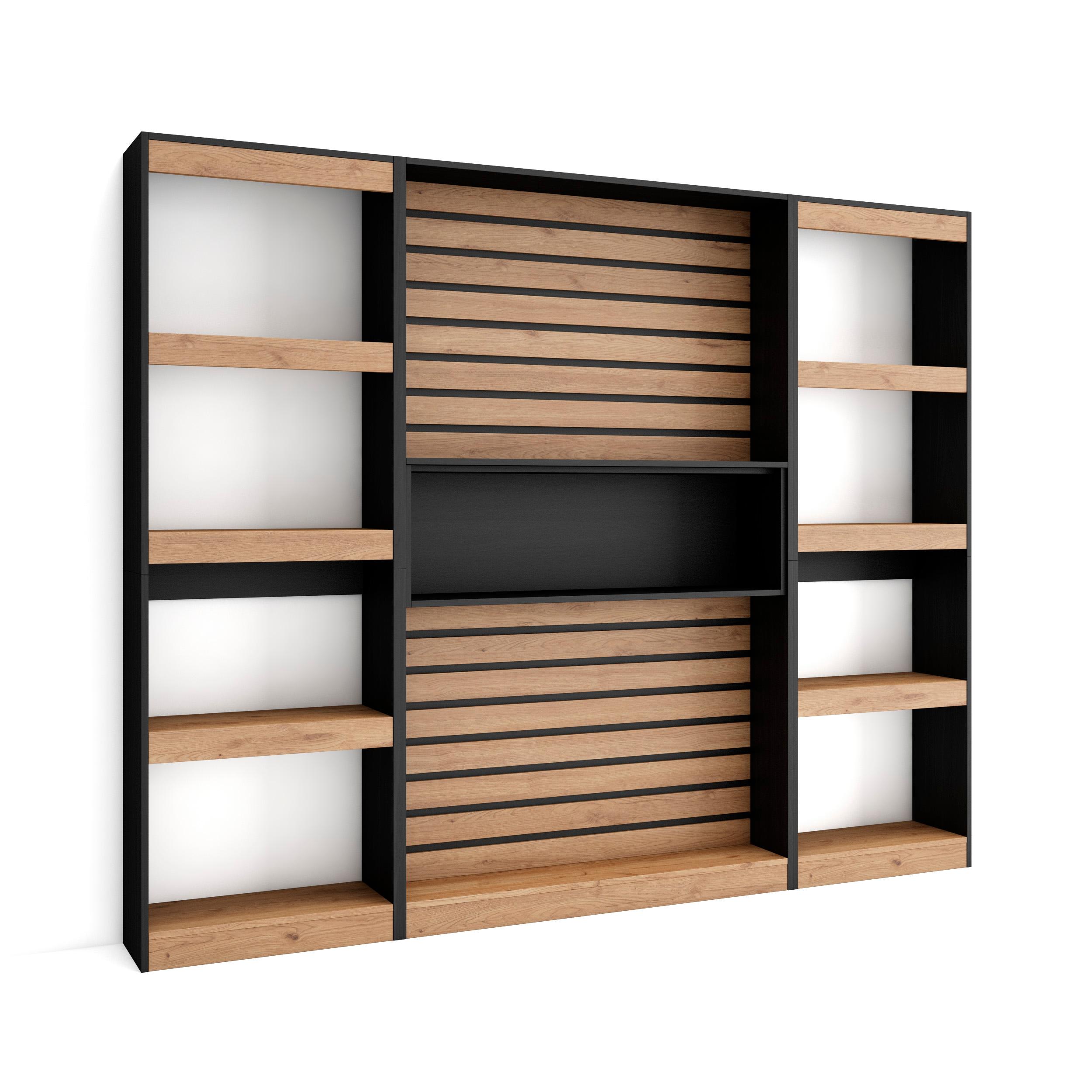 Skraut Home, Estantería, Librería, 60+60+110x25x186cm, Con o sin fuego XXL, Veteado con tacto poroso alta calidad