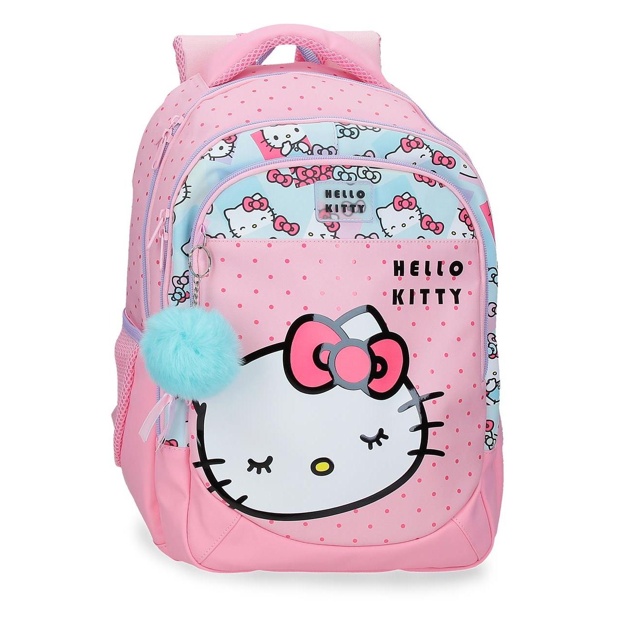 Mochila escolar adaptable a carro Hello Kitty Bows 28x42x14cm Rosa