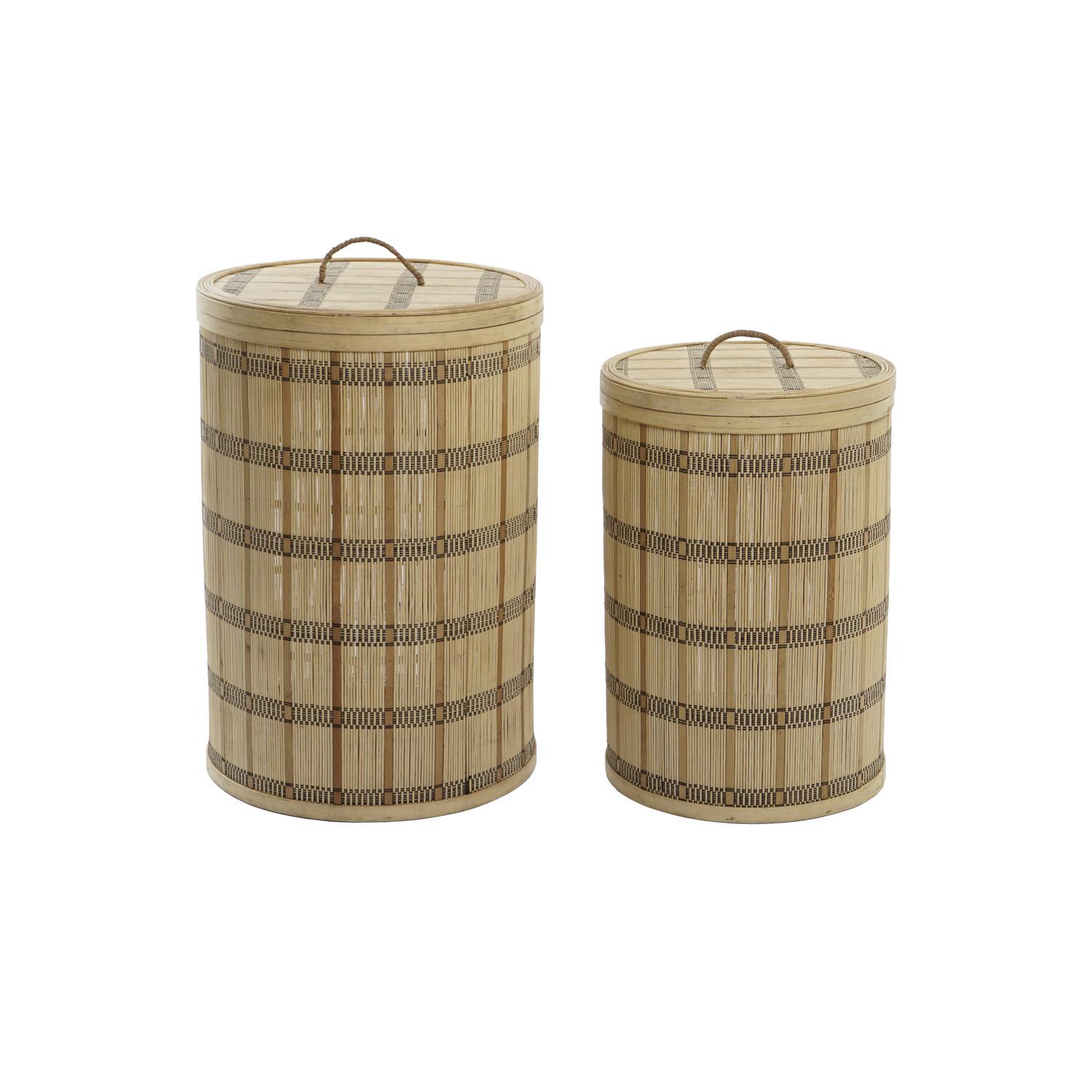CESTA SET 2 BAMBU 40X40X63 CON TAPA NATURAL MARRON DC203082 - EL MEJOR COMPLEMENTO PARA TU HOGAR FIJALO