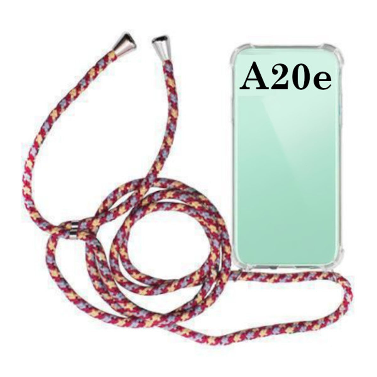 Funda móvil colgante para samsung galaxy a20e cuerda rojo burdeos y azul