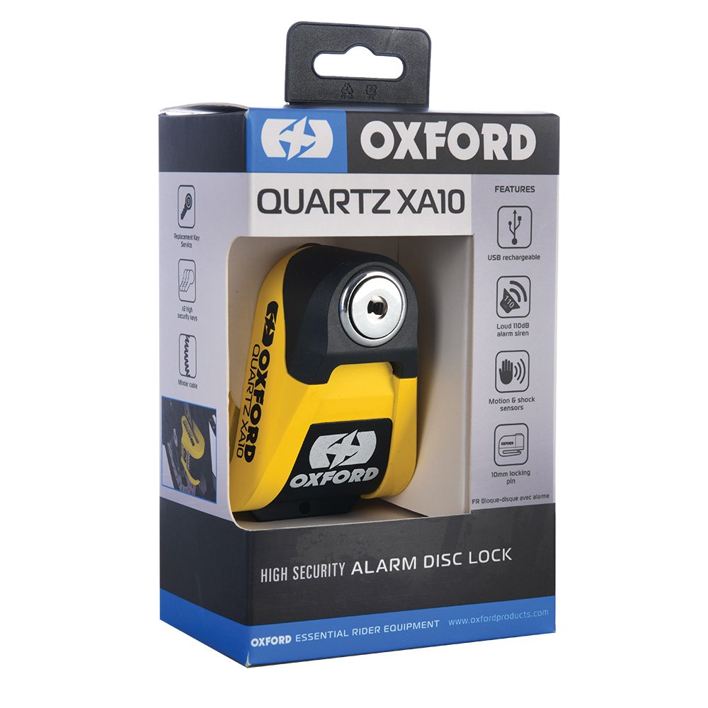 Candado Disco Oxford C/alarma Quartz Xa10 10mm Amarillo/negro Amarillo/negro